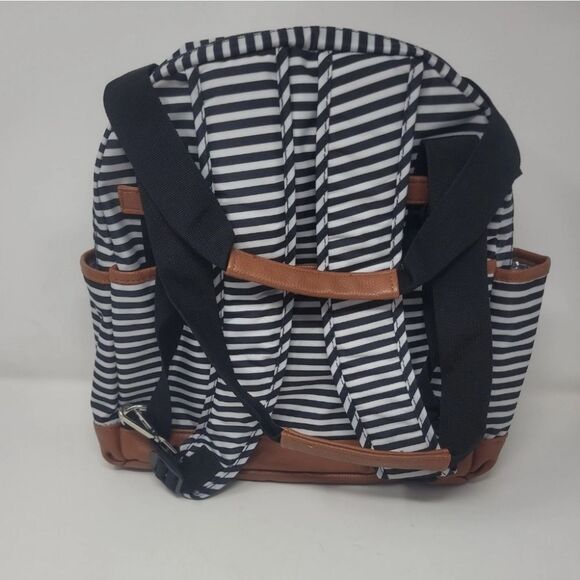 iPack baby bowling diaper bag backpack black white striped faux vegan leather - Picture 8 of 8